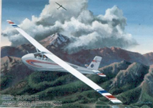 CADET GLIDER TRAINING OVER PIKES PEAK - USAF ACADEMY, COLORADO SPRINGS, COLORADO